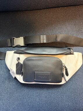 Coach Two-Tone Black and Cream Leather Waist Bag